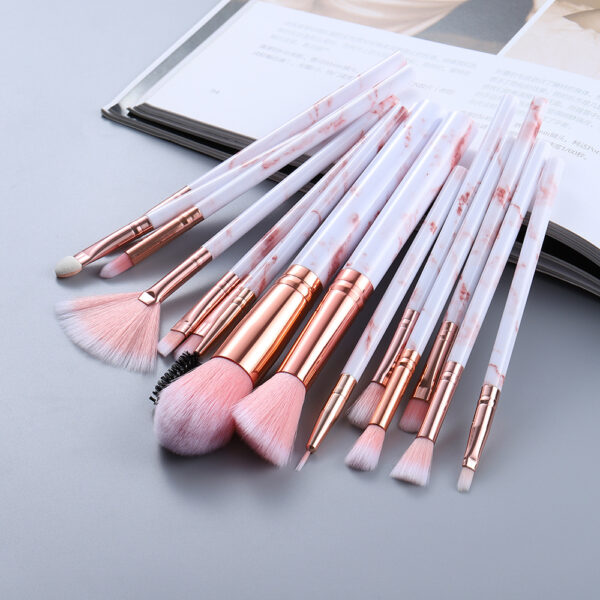 15 Marbled Design Makeup Brushes Set - Image 5